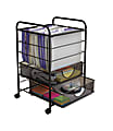 Neat Life Mesh Rolling File Cart with Drawers, Black