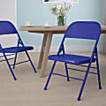 Flash Furniture HERCULES COLORBURST Metal Triple-Braced Folding Chair, Cobalt Blue
