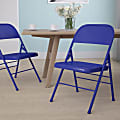 Flash Furniture HERCULES COLORBURST Metal Triple-Braced Folding Chair, Cobalt Blue 1 thumbnail image