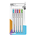 Uni-Ball® One Retractable Gel Pens, Medium Point, 0.7 mm, White Barrel, Assorted Ink, Pack Of 5 Pens