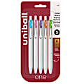 Uni-Ball® One Retractable Gel Pens, Medium Point, 0.7 mm, White Barrel, Assorted Ink, Pack Of 5 Pens 1 thumbnail image