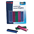 OIC Assorted Colors Standard Staples - 105 Per Strip - Heavy Duty - 1/4" Leg - 1/2" Crown - Holds 20 Sheet(s) - for Paper - Chisel Point - Assorted - 2000 / Card