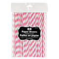 Amscan Striped Paper Straws, 7-3/4", Pink, Pack Of 80 Straws