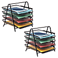 Mind Reader 4-Tier Desktop Organizer Paper Tray, 12-1/2”H x 13-3/4”W x 12”D, Black, Set Of 2 Trays