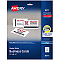 Avery® Printable Business Cards With Sure Feed® Technology For Inkjet Printers, 2" x 3.5", White, 250 Blank Cards