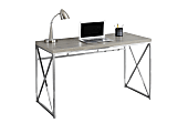 Monarch Specialties Contemporary Computer Desk With Framed Criss-Cross Legs, Chrome/Dark Taupe