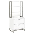Bush Business Furniture Method 29-3/4"W x 19-3/4"D Lateral 2-Drawer File Cabinet With Hutch, White, Standard Delivery 1 thumbnail image