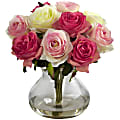 Nearly Natural Rose 11”H Plastic Floral Arrangement With Vase, 11”H x 11”W x 11”D, Multicolor