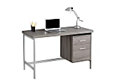 Monarch Specialties Contemporary 48"W Computer Desk With 2-Drawers, Dark Taupe/Silver 1 thumbnail image