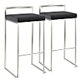 LumiSource Fuji Stackable Bar Stools, Silver/Black, Set Of 2 Stools 1 thumbnail image