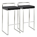 LumiSource Fuji Stackable Bar Stools, Silver/Black, Set Of 2 Stools