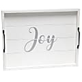 Elegant Designs Decorative Serving Tray, 2-1/4”H x 12”W x 15-1/2”D, White Wash Joy