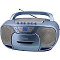 JENSEN CD-590-BL Radio/CD Player/Cassette Recorder Boombox - 1 x Disc Integrated Stereo Speaker - Silver, Blue LCD - CD-DA, MP3 - Auxiliary Input 1 thumbnail image