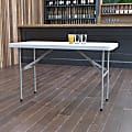 Flash Furniture Plastic Folding Table, 29"H x 24"W x 48-1/4"D, Granite White 1 thumbnail image