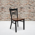 Flash Furniture X Back Restaurant Accent Chair, Cherry Seat/Black Frame 1 thumbnail image