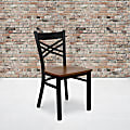 Flash Furniture X Back Restaurant Accent Chair, Cherry Seat/Black Frame