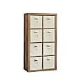 Sauder® Stow-Away 8-Cube Organizer With Fabric Bins, 57-7/8"H x 30-7/8"W x 15-3/8"D, Lintel Oak