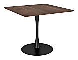 Zuo Modern Molly MDF And Steel Square Dining Table, 30-5/16”H x 35-7/16”W x 35-7/16”D, Brown