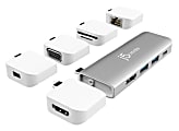 j5create UltraDrive Kit USB-C Multi-Display Modular Dock, 0.51"H x 1.34"W x 3.86"D, Silver, JCD389