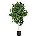 Nearly Natural Ficus 48”H Artificial Plant With Planter, 48”H x 25”W x 12”D, Green/Black