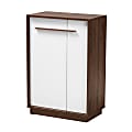 Baxton Studio Mette 2-Tone 5-Shelf Entryway Shoe Cabinet, White/Walnut 1 thumbnail image
