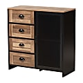 Baxton Studio Connell 32"W Sideboard Buffet, Natural Brown/Black