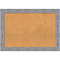 Amanti Art Rectangular Non-Magnetic Cork Bulletin Board, Natural, 41” x 29”, Bark Rustic Gray Plastic Frame