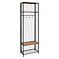 Linon Griffin Grid Locker Coat Rack, 72"H x 24-1/4"W x 12"D, Black/Brown