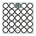 Taylor Precision Products Digital Glass Bathroom Scale, 400-Lb. Capacity, Black & White Lattice