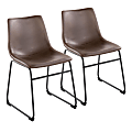 LumiSource Duke Industrial Side Chairs, Espresso/Black, Set Of 2 Chairs
