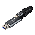 PNY Duo Link Sync And Charge USB 3.0 Flash Drive For Apple® iPhone® And iPad®, 32GB, Metal Gray, P-FDI32GLA02GC-RB 1 thumbnail image