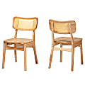 Baxton Studio Tadeo Mid-Century Modern Wood and Rattan Dining Chairs, Oak Brown, Set Of 2 Chairs 1 thumbnail image