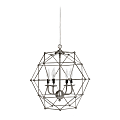Elegant Designs 4-Light Hexagon Pendant Lamp, 18"W, Brushed Nickel