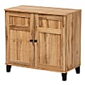 Baxton Studio Glidden 30"W 2-Door Shoe Storage Cabinet, Oak Brown