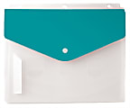 Office Depot® Brand 4-Pocket Cascading Binder Folder, 8-1/2" x 11", 65-Sheet Capacity, Clear/Aqua