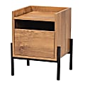 Baxton Studio Tasman End Table, 19-3/4"H x 15-3/4"W x 13-13/16"D, Natural Brown/Black 1 thumbnail image