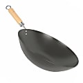 Thunder Group Non-Stick Wok With Wood Handle, 12", Silver