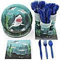 Juvale Shark Party Supplies €“ Serves 24 €“ Includes Plates, Knives, Spoons, Forks, Cups And Napkins. Perfect Shark Birthday Party Pack For Kids Ocean, Nautical And Shark Themed Parties