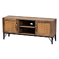 Baxton Studio Veanna 2-Door TV Stand For 43.3" TVs, Natural Brown/Black 1 thumbnail image