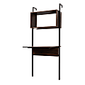 Baxton Studio Fariat 30"W Display Shelf With Desk, Walnut Brown/Black