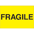 Tape Logic® Preprinted Shipping Labels, DL1057, Fragile, Rectangle, 2" x 3", Fluorescent Yellow, Roll Of 500