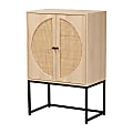 Baxton Studio Ardon 27"W 2-Door Storage Cabinet With Natural Rattan, Light Brown/Black 1 thumbnail image