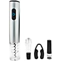 Brentwood Electric Wine Bottle Opener with Foil Cutter, Vacuum Stopper, and Aerator Pourer - LED Light, Foil Cutter, Portable - Silver 1 thumbnail image