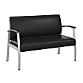 Bush Business Furniture Arrive Waiting Room Loveseat With Arms, Black, Standard Delivery