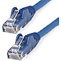 StarTech.com 1ft (30cm) CAT6 Ethernet Cable, LSZH (Low Smoke Zero Halogen) 10 GbE Snagless 100W PoE UTP RJ45 Blue Network Patch Cord, ETL - 1ft/30cm Blue LSZH CAT6 Ethernet Cable - 10GbE Multi Gigabit 1/2.5/5Gbps/10Gbps to 55m