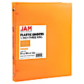 JAM PAPER 3 Ring Plastic Binder, 0.5 inch, Orange, Sold Individually 1 thumbnail image