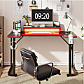 Bestier 52"W Gaming Computer Desk With LED Lights, Monitor Stand, Headphone Hook And Cup Holder, Black Carbon Fiber 1 thumbnail image