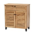 Baxton Studio Coolidge 31"W 1-Drawer Shoe Storage Cabinet, Oak Brown