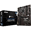 MSI H310-A PRO Desktop Motherboard - Intel H310 Chipset - Socket LGA-1151 - ATX - 1 x Processor Support - 32 GB DDR4 SDRAM Maximum RAM - 2.67 GHz, 2.40 GHz, 2.13 GHz Memory Speed Supported - DIMM, UDIMM - 2 x Memory Slots - Serial ATA/600 Controller 1 thumbnail image