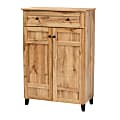 Baxton Studio Glidden 31"W 1-Drawer Shoe Storage Cabinet, Oak Brown